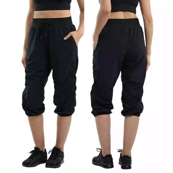 NEW SPYDER Capri Jogger Pants Black Size XXL Ruched Detail Adjustable Tie Hem - Picture 1 of 5